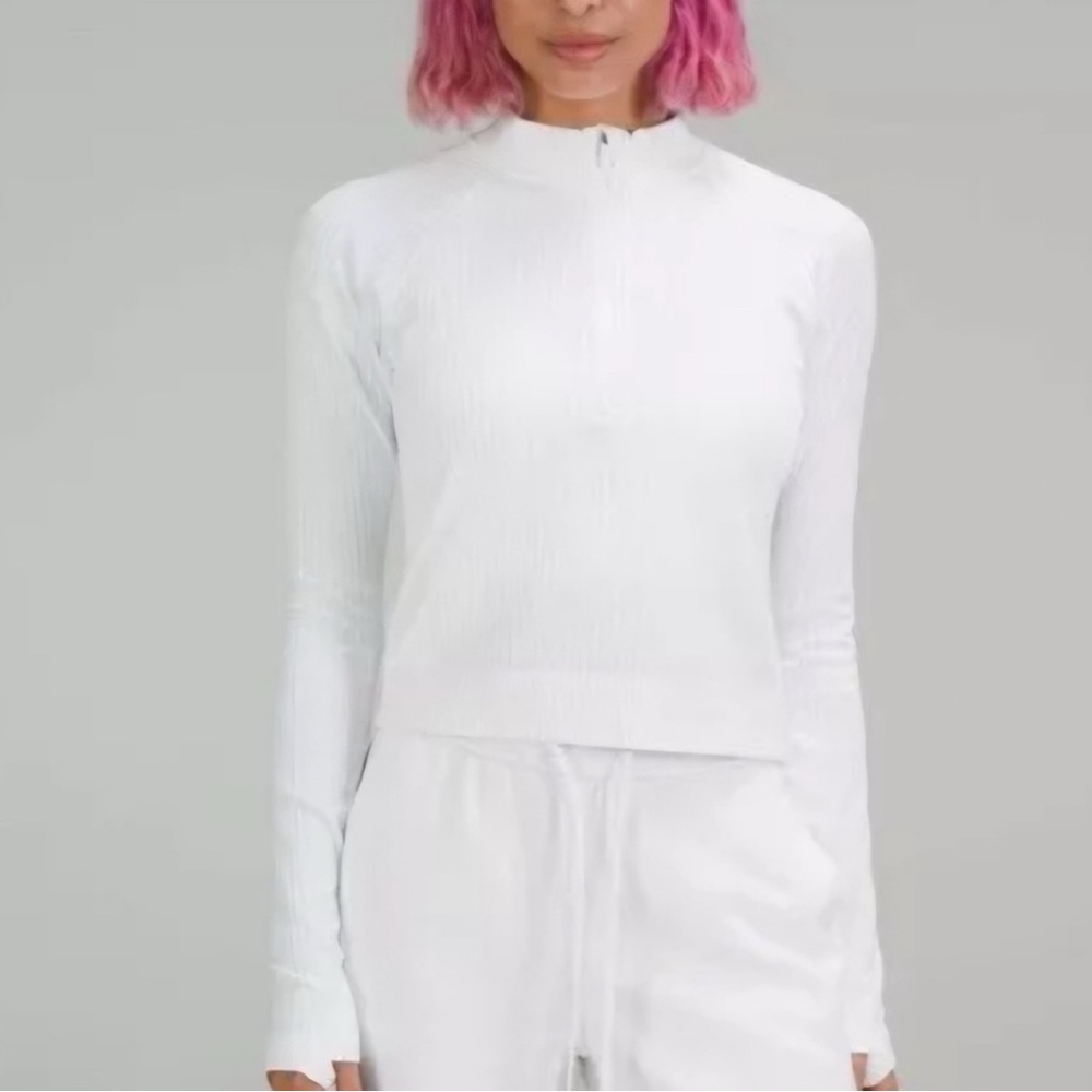 Lululemon White Cropped 3/4 Zip
